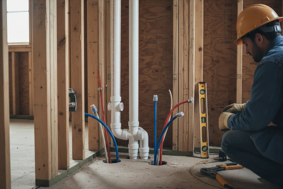 Drain and supply rough-in during Garbage Disposal Repair in Powderhorn