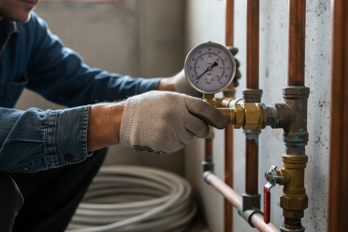 Pressure testing a repaired line during Water Line Repair in Powderhorn